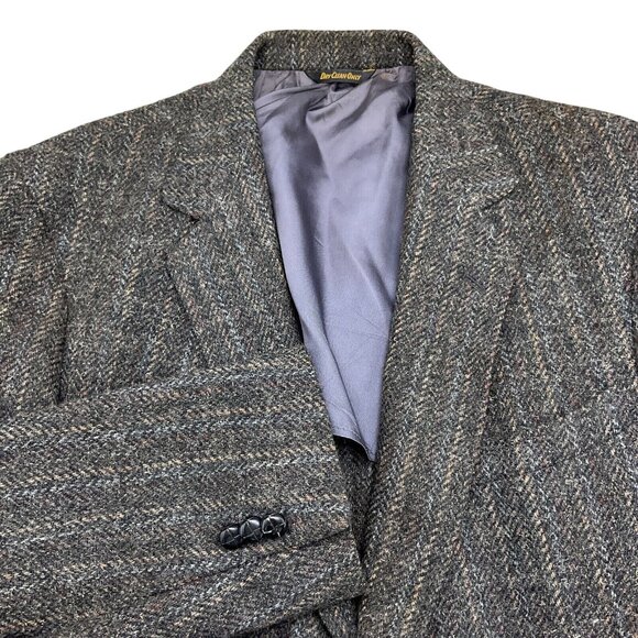 Sovereign Blazer Men‎ 46 Gray Green Tweed Wool Classic Sport Coat USA VTG - Picture 1 of 14